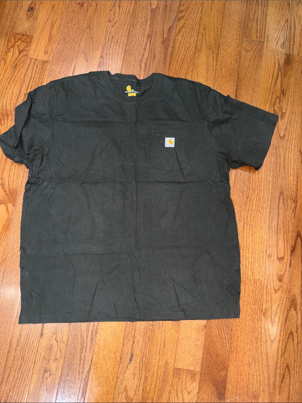 Carhartt Dark Olive Short-Sleeve Pocket Tee with Logo Patch